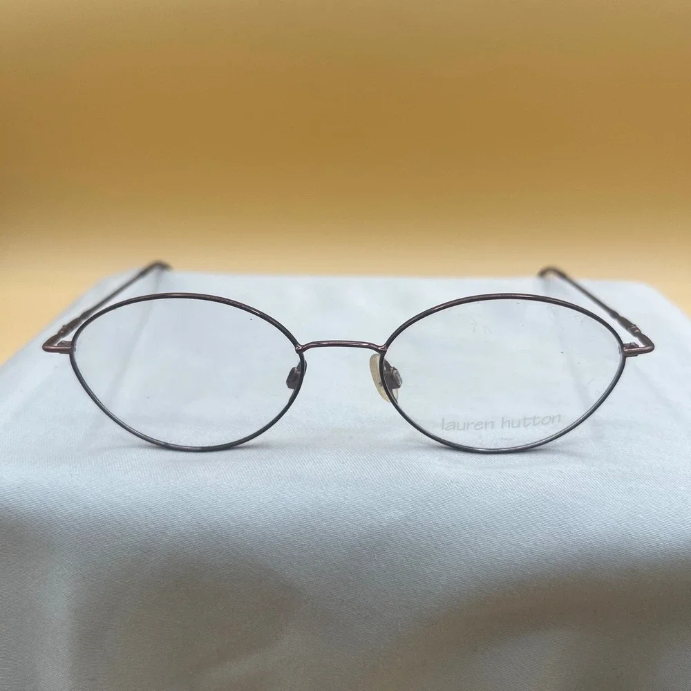Lauren Hutton Rosette L068 Oval Eyeglass Frames Burgundy Metal 53-17-135 Womens